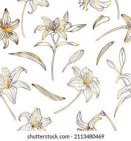 art deco seamless patern, golden flower. Modern style print