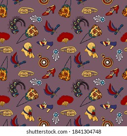 Art deco seamless pattern. 1920 year. Design for fabric, textile, wallpaper, packaging.