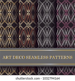 Art Deco seamless pattern with 4 colours background beautiful, vintage party Gatsby style