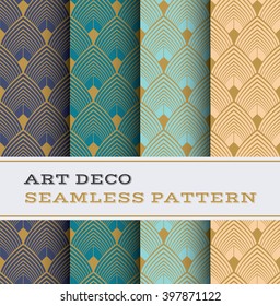 Art Deco seamless pattern with 4 colours background