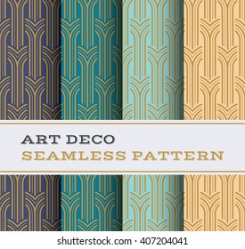 Art Deco Seamless Pattern With 4 Colours Background