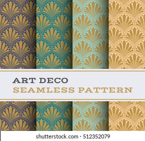 Art Deco seamless pattern with 4 colours background