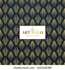 Art deco seamless pattern background. Golden art deco background pattern.