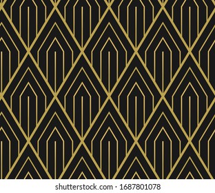 ART DECO SEAMLESS PATTERN BACKGROUND. LUXURY GOLD AND BLACK DESIGN. 