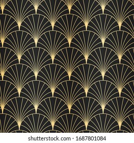 ART DECO SEAMLESS PATTERN BACKGROUND. LUXURY GOLD AND BLACK DESIGN. 