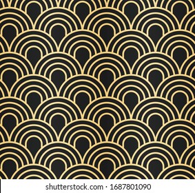 ART DECO SEAMLESS PATTERN BACKGROUND. LUXURY GOLD AND BLACK DESIGN. 