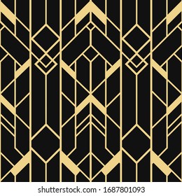 ART DECO SEAMLESS PATTERN BACKGROUND. LUXURY GOLD AND BLACK DESIGN. 