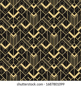 ART DECO SEAMLESS PATTERN BACKGROUND. LUXURY GOLD AND BLACK DESIGN. 