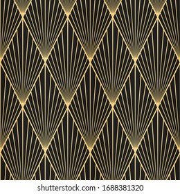 ART DECO SEAMLESS PATTERN BACKGROUND. LUXURY GOLD AND BLACK DESIGN.