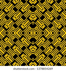 Art Deco seamless pattern, black yellow geometric background.High-resolution seamless texture