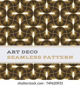 Art Deco seamless pattern with black white and gold colours