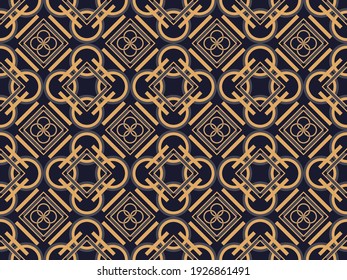 Art deco seamless pattern. Classic geometric retro ornament in gold and black in the style of the 1920s-1930s. Decor for prints, posters and interior design. Vector illustration