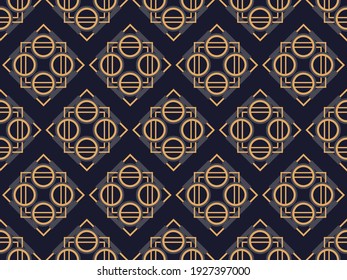 Art deco nahtloses Muster. Klassische geometrische Retro-Ornamente in Gold und Schwarz im Stil der 1920er-1930er Jahre. Dekor für Drucke, Plakate und Innenausstattung. Vektorgrafik