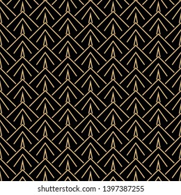 Art deco seamless pattern design - gold lines on black background