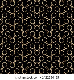 Art deco seamless pattern design - gold lines on black background