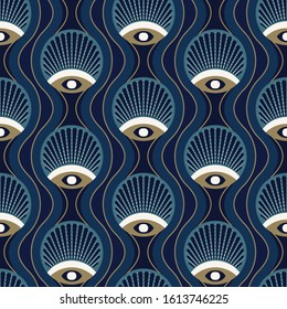 Art deco seamless pattern design with art noveau elements