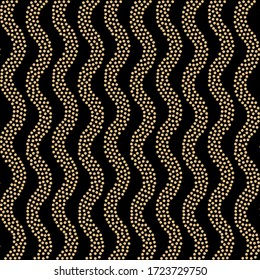 Art deco seamless pattern design - gold circular shapes on black background