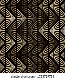 Art deco seamless pattern design - gold circular shapes on black background