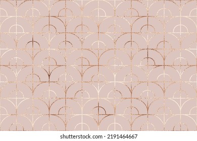 Art deco seamless pattern design with gold decorative tile grid.