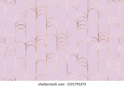 Art deco seamless pattern design with rose gold decorative arches.
