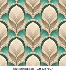 Art deco seamless pattern design with art noveau elements.