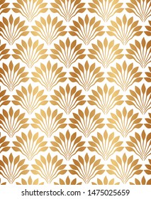 Art deco seamless pattern with fan tiles. Modern stylish texture. Abstract golden backdrop. Gold design for wallpaper, cover, interior, paper, invitation, package, print, background, template, textile