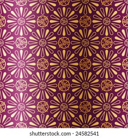 Art Deco seamless pattern with flowers(vector); a JPG version is also available