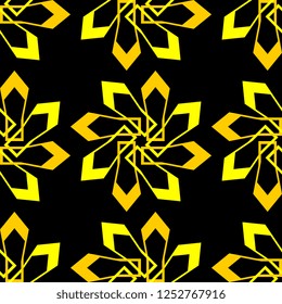 art deco seamless pattern with geometric abstract style. vintage black and yellow colors. golden concept for wall wrapping and textile print background vector illustration.