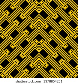 Art Deco seamless pattern, geometric background.High-resolution seamless texture black yellow
