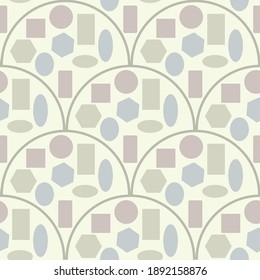 Art deco seamless pattern of geometric shapes. Abstract artistic background in vector