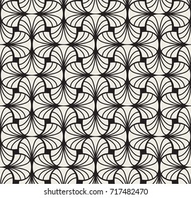 Art Deco Seamless Pattern. Geometric Floral decorative texture. Vector Leaves stylish background. Abstract sea shell illustration.