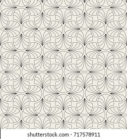 Art Deco Seamless Pattern. Geometric Floral decorative texture. Vector Leaves stylish background. Abstract sea shell illustration.