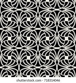 Art Deco Seamless Pattern. Geometric Floral decorative texture. Vector Leaves stylish background. Abstract sea shell illustration.