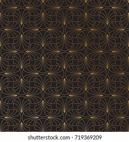 Art Deco Seamless Pattern. Geometric Floral decorative texture. Vector Leaves stylish background. Abstract sea shell illustration.