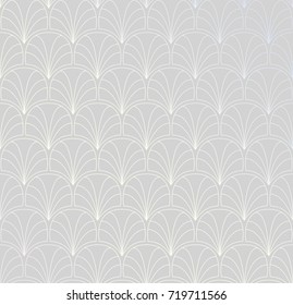 Art Deco Seamless Pattern. Geometric Floral decorative texture. Vector Leaves stylish background. Abstract sea shell illustration.