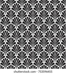 Art Deco Seamless Pattern. Geometric Floral decorative texture. Vector Leaves stylish background.