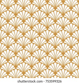 Art Deco Seamless Pattern. Geometric Floral decorative texture. Vector Leaves stylish background.