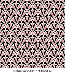 Art Deco Seamless Pattern. Geometric Floral decorative texture. Vector Leaves stylish background.