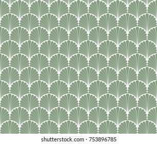 Art Deco Seamless Pattern. Geometric Floral decorative texture. Vector Leaves stylish background. 