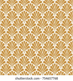 Art Deco Seamless Pattern. Geometric Floral decorative texture. Vector Leaves stylish background.