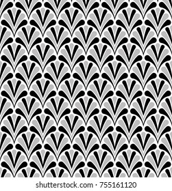 Art Deco Seamless Pattern. Geometric Floral decorative texture. Vector Leaves stylish background.