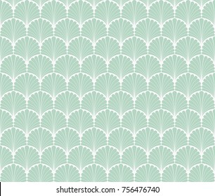 Art Deco Seamless Pattern. Geometric Floral decorative texture. Vector Leaves stylish background. 