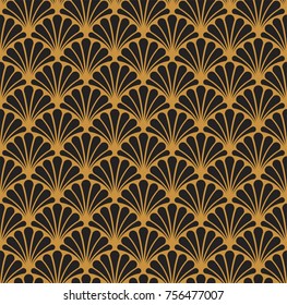 Art Deco Seamless Pattern. Geometric Floral decorative texture. Vector Leaves stylish background.
