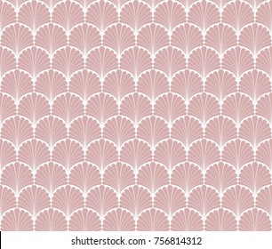 Art Deco Seamless Pattern. Geometric Floral decorative texture. Vector Leaves stylish background. 