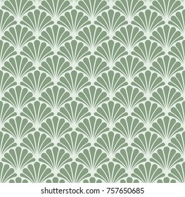 Art Deco Seamless Pattern. Geometric Floral decorative texture. Vector Leaves stylish background.