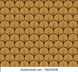 Art Deco Seamless Pattern. Geometric Floral decorative texture. Vector Leaves stylish background. 