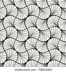 Art Deco Seamless Pattern. Geometric Floral decorative texture. Vector Leaves stylish background. Abstract sea shell illustration.