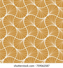 Art Deco Seamless Pattern. Geometric Floral decorative texture. Vector Leaves stylish background. Abstract sea shell illustration.