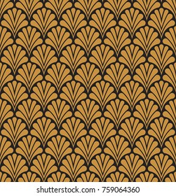 Art Deco Seamless Pattern. Geometric Floral decorative texture. Vector Leaves stylish background.