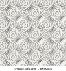 Art Deco Seamless Pattern. Geometric Floral decorative texture. Vector Leaves stylish background. Abstract sea shell illustration.